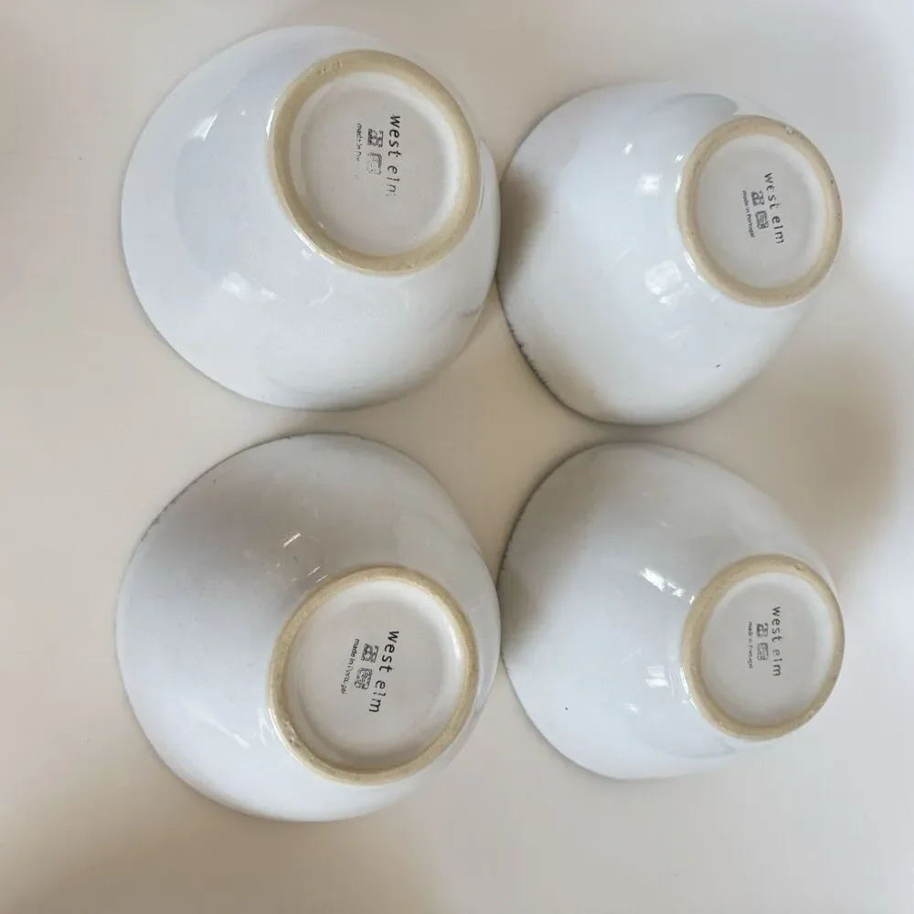 4 West Elm Cereal Bowls Reactive Glaze Blue Black Brown Gray Portugal Stoneware